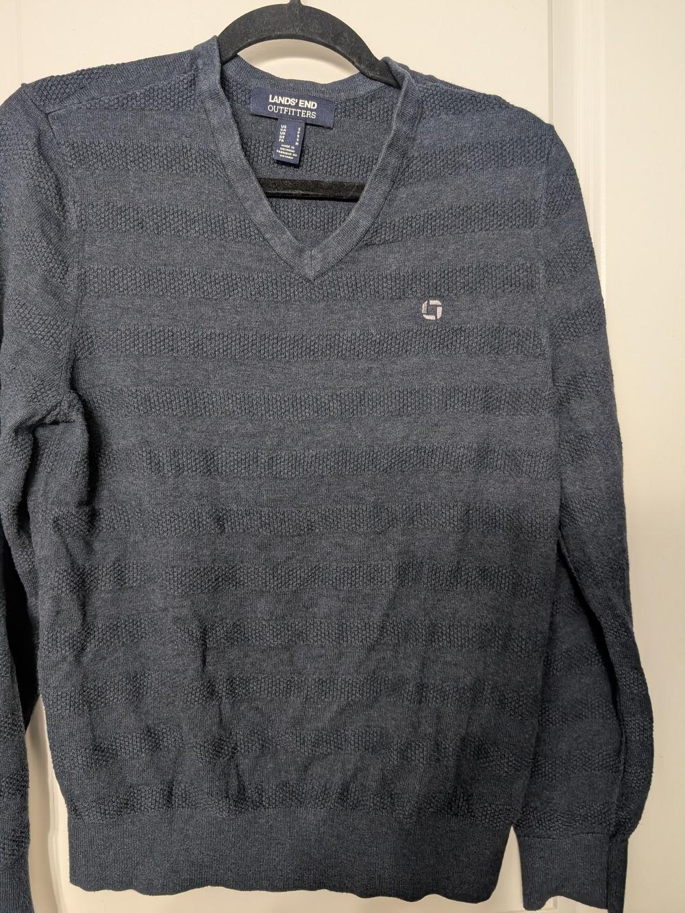 Lands' End Men's Slate Blue V-Neck Sweater